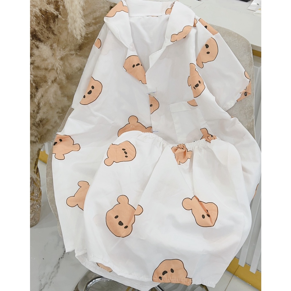 Bộ Pizama Nam Nữ  Form Rộng Hàn Quốc Gấu Xám- Dày Mịn Thoáng Mát Thiết Kế Thời Trang Kiểu Dáng Năng Động Trẻ Trung
