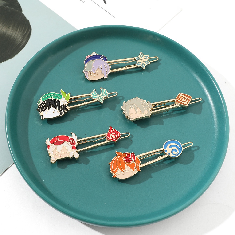 Kẹp tóc QIHE JEWELRY hình nhân vật game Genshin Impact dễ thương bằng hợp kim