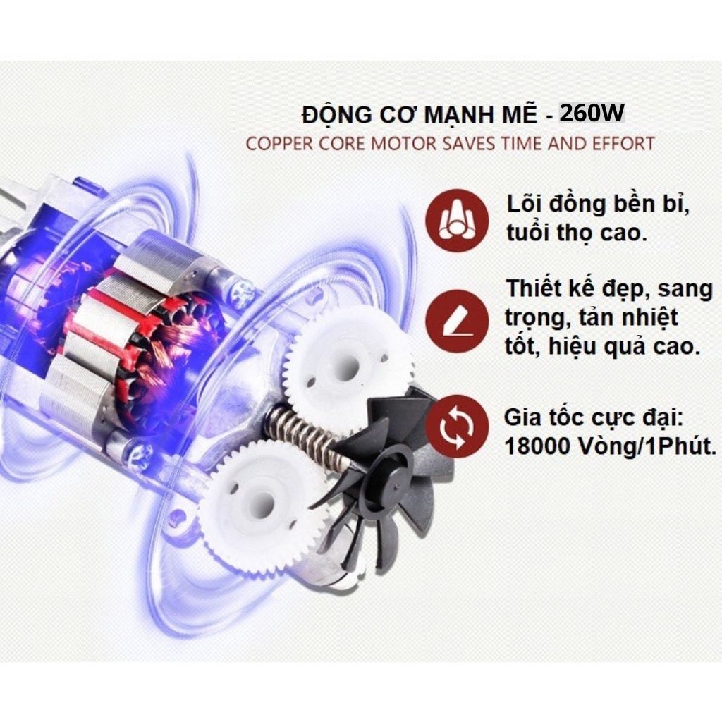 Máy Đánh Trứng Cầm Tay 7 Tốc Độ Công Suất 260W Cực Mạnh, Tiện Lợi Có Thể Trộn Bột,Kem,Salad, Đánh Bơ,…HÀNG CHÍNH HÃNG