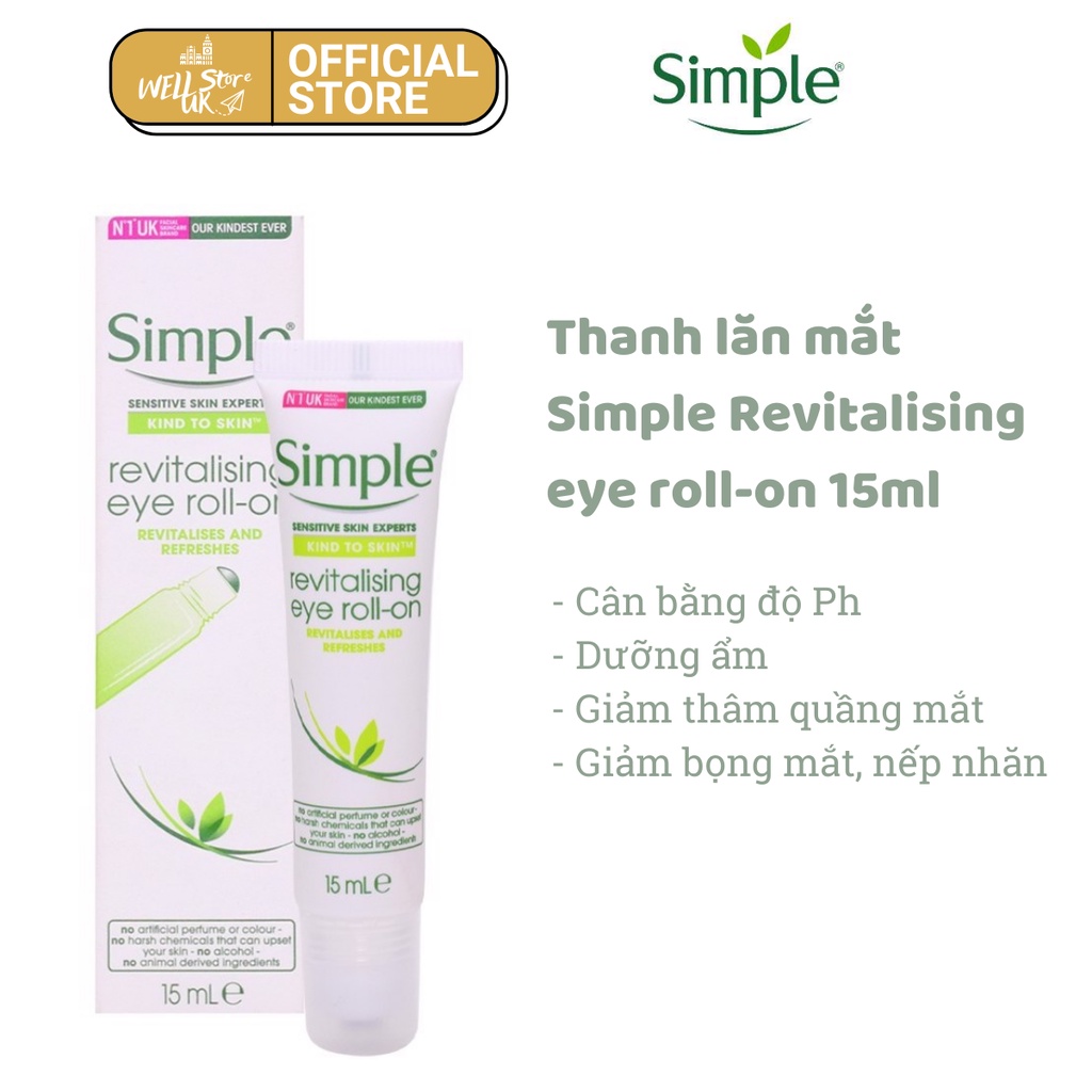 Thanh lăn bổ sung dưỡng chất cho mắt Simple revitalising eye roll-on 15ml