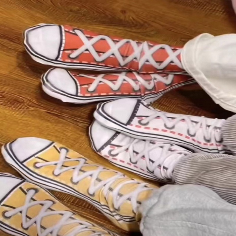 Vớ Canvas Dài In Hình Đôi Giày 3D Vui Nhộn Unisex