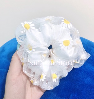 (Ảnh thật shop chụp) Cột tóc scrunchie 2 lớp hoa cúc