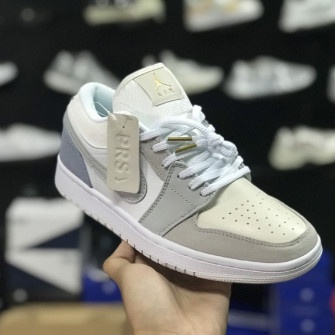 Giày Thể Thao JorDan Xám Xanh Paris Cổ Thấp, Giày Sneaker JD Low Xám Gót Xanh Nam Nữ Mới Nhất - Full Box Bill