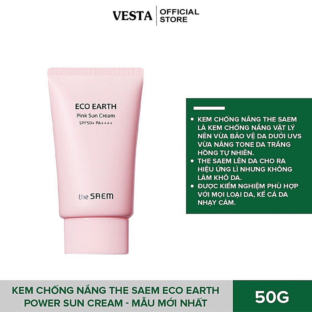Kem Chống Nắng The Saem Eco Earth Power Pink Sun Cream 50g | BigBuy360 - bigbuy360.vn