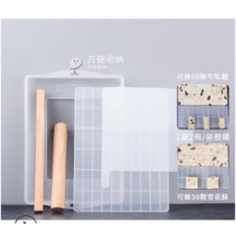 Bộ khuôn làm kẹo Nougat 60 ô/ 500 tờ giấy gạo gói kẹo Nougat