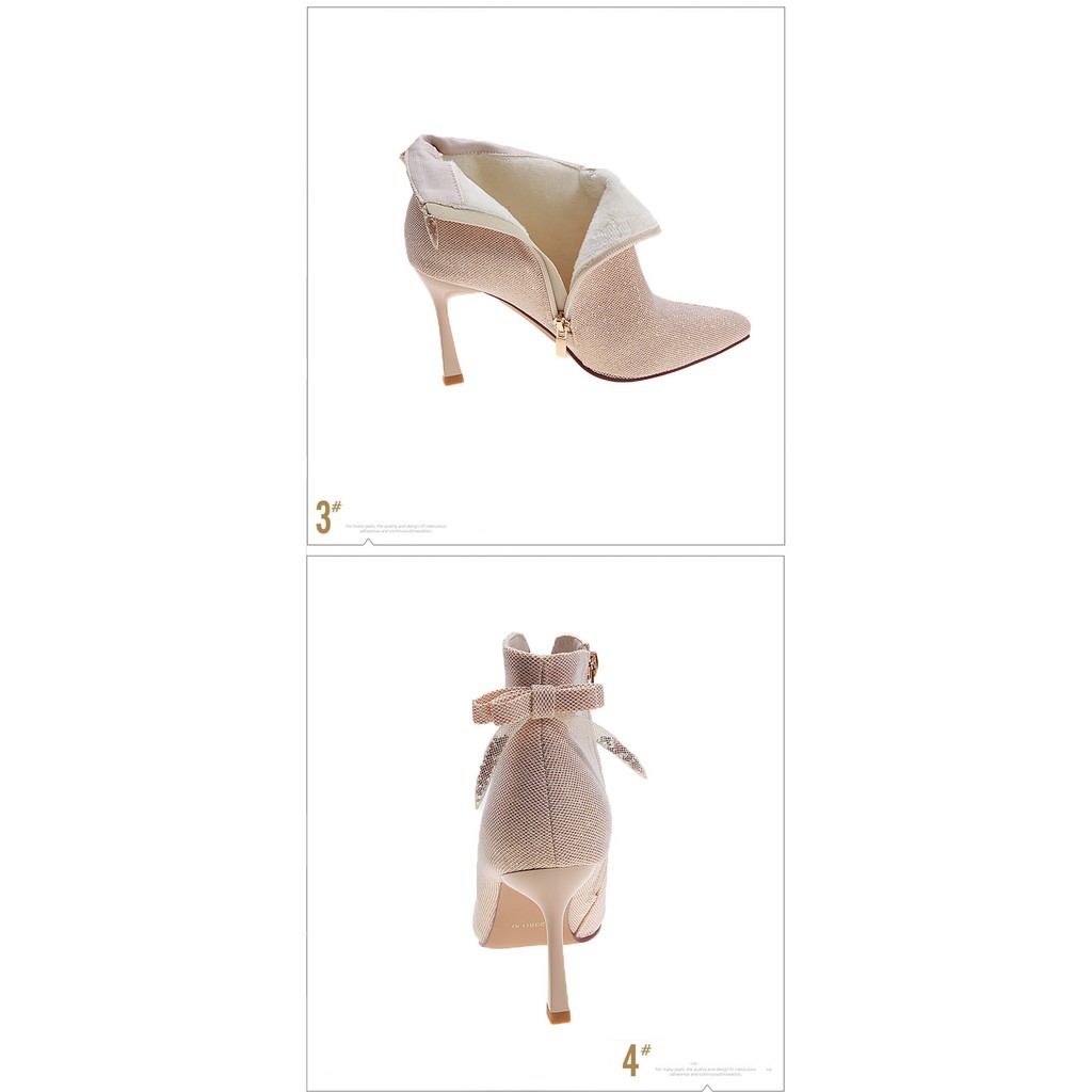 Giày cao gót ngọt ngào phong cách gót nhỏ	đính nơ pha lê