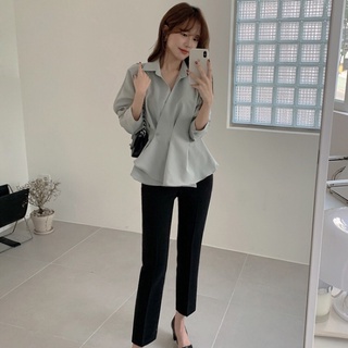 Áo sơ mi công sở nữ chiết eo thanh lịch