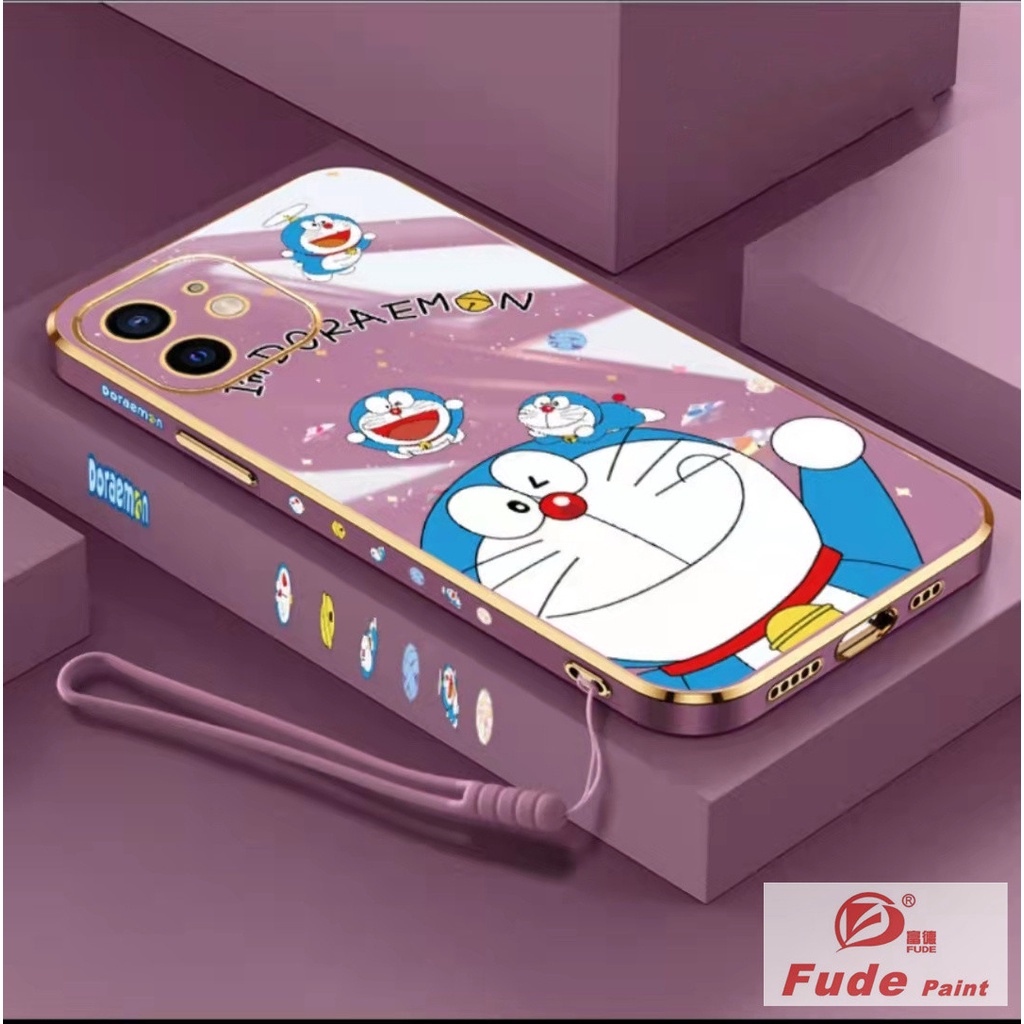 Ốp Điện Thoại Silicon Hình Doraemon Có Dây Đeo Cho iPhone 13 12 11 Pro max XR X XS 6 6s 7plus 8 Plus