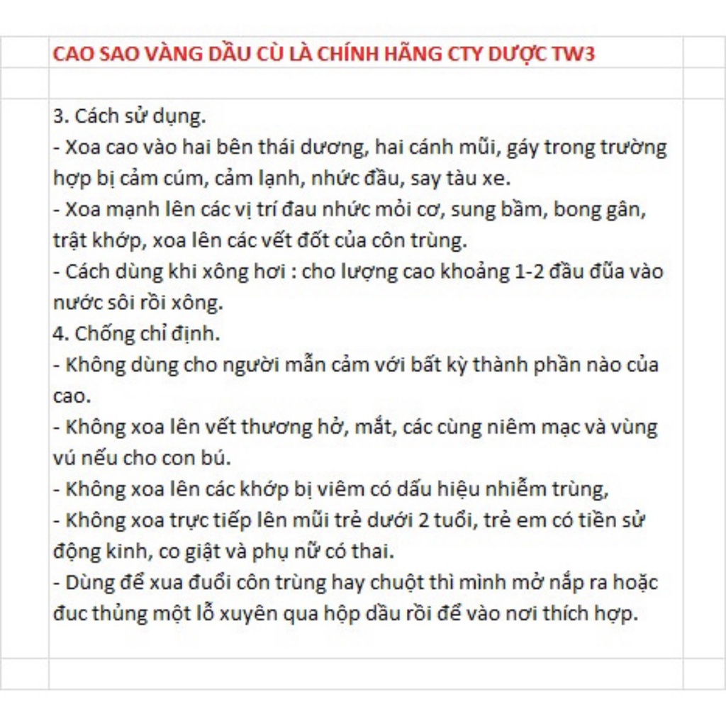 Cao Sao Vàng TW3 - Dầu Cù Là Ngôi Sao Vàng 3g Golden Star Balm