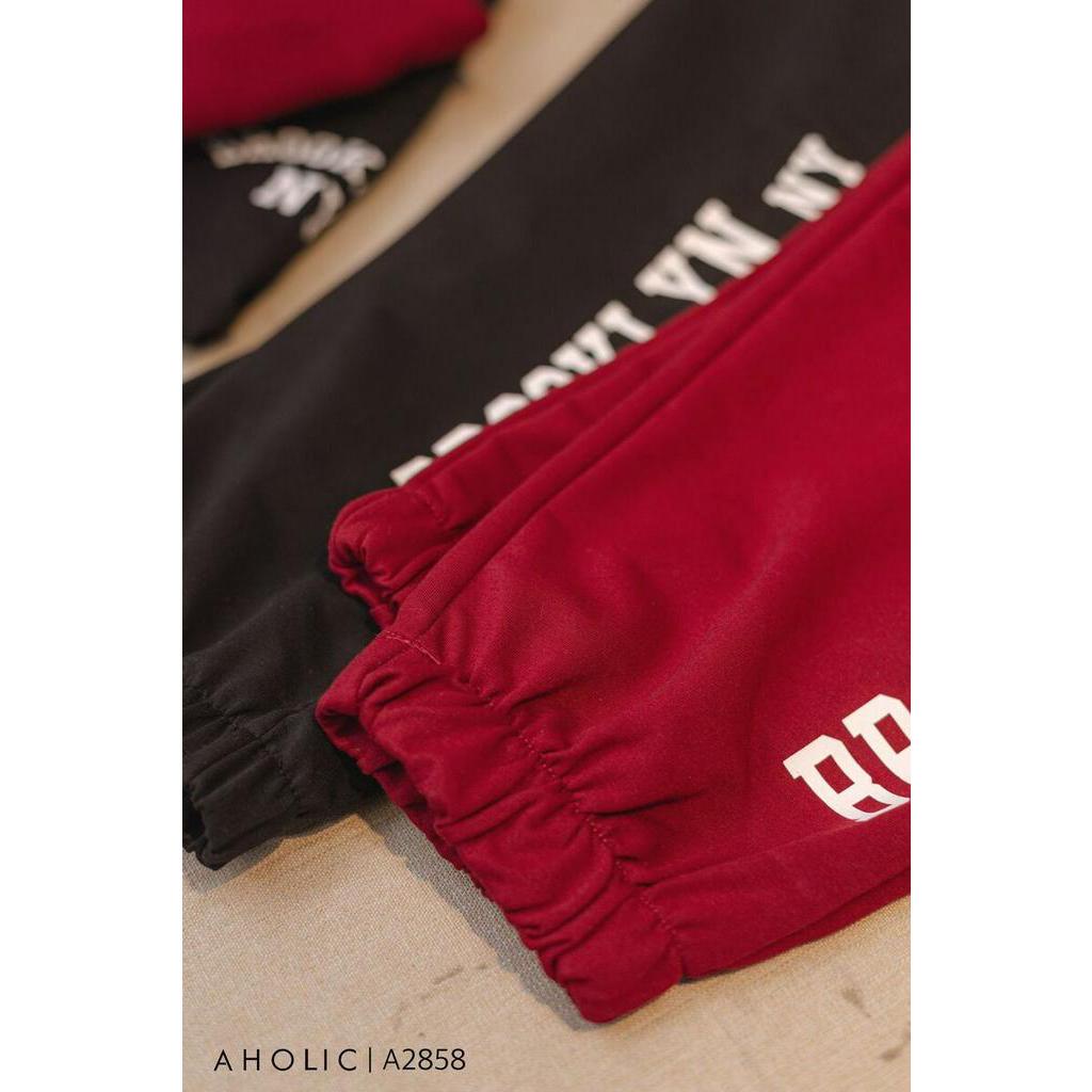 Bộ nỉ da cá 2 màu brooklin đỏ đen Aholic A2858