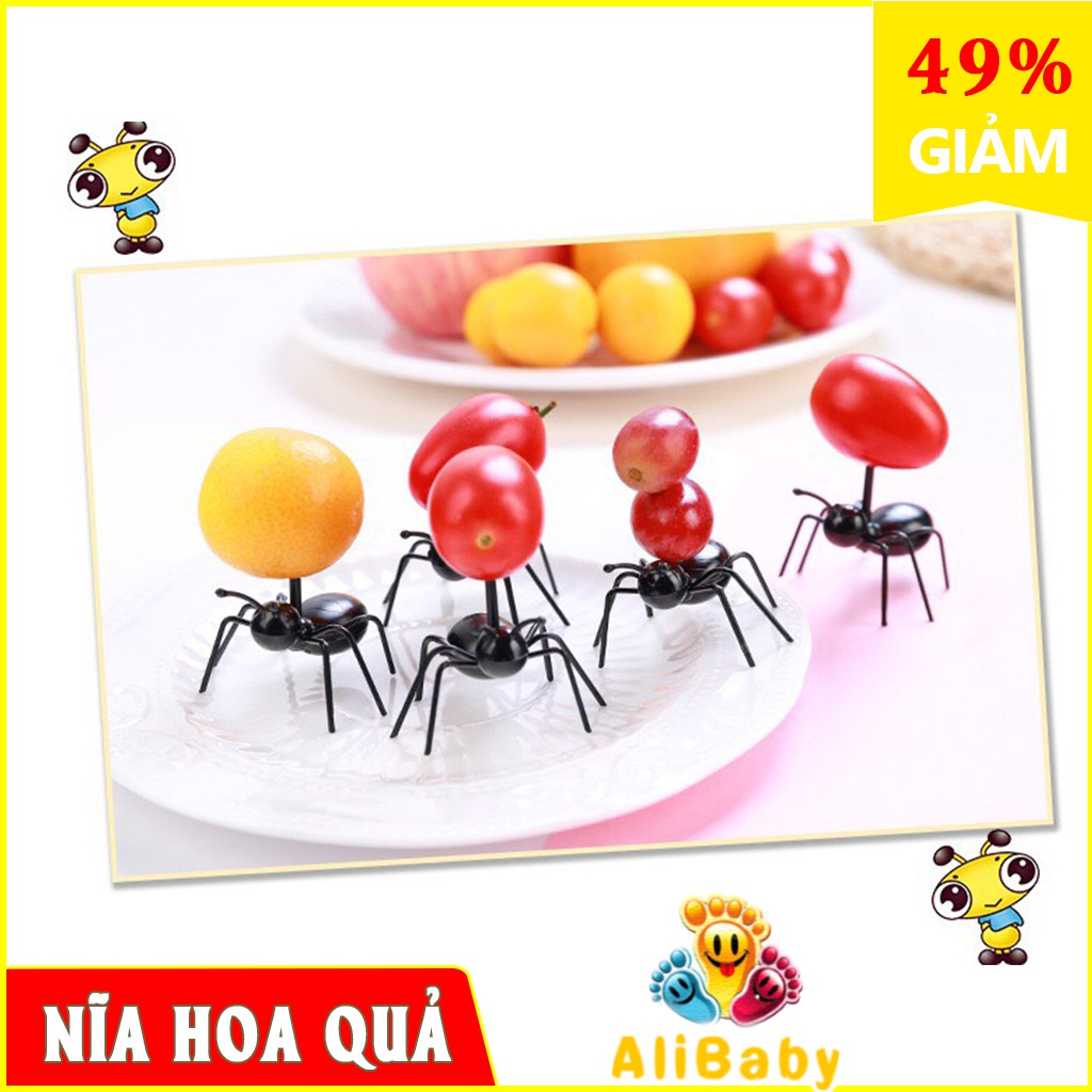 GIÁ SIÊU SỐC-FREESHIP❤️ Bộ nĩa 12 xiên hoa quả ngộ nghĩnh đáng yêu hình hươu , gấu , kiến, thỏ sắc màu E202