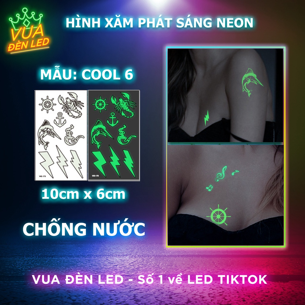 Hình xăm phát sáng - Hình xăm dán tạm thời xu hướng mới nhất, đa dạng, chống nước.