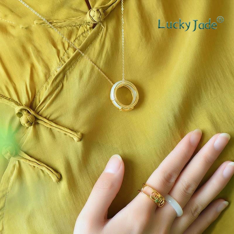 Nhẫn Mạ Vàng / Bạc 925 Đính Ngọc Bích Trắng Cho Cặp Đôi