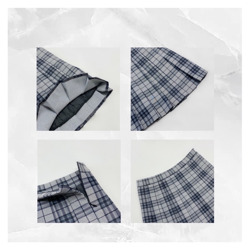 Chân váy xếp li kẻ có quần bảo hộ có size khoá bên hông Xenli Skirt Byjolievn