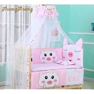 Giường cũi gỗ kèm quây + gối + màn cho bé