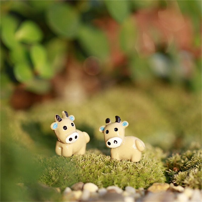 Bộ 2 Mô Hình Bò Sữa Mini Dễ Thương Cho Sân Vườn