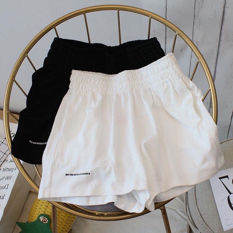 Quần Short unisex in chữ nhỏPhong cách Ullzang Hàn QuốcThể thao, chất cotton mịn mát Đồ ngủ mặc nhà form &lt;52kg