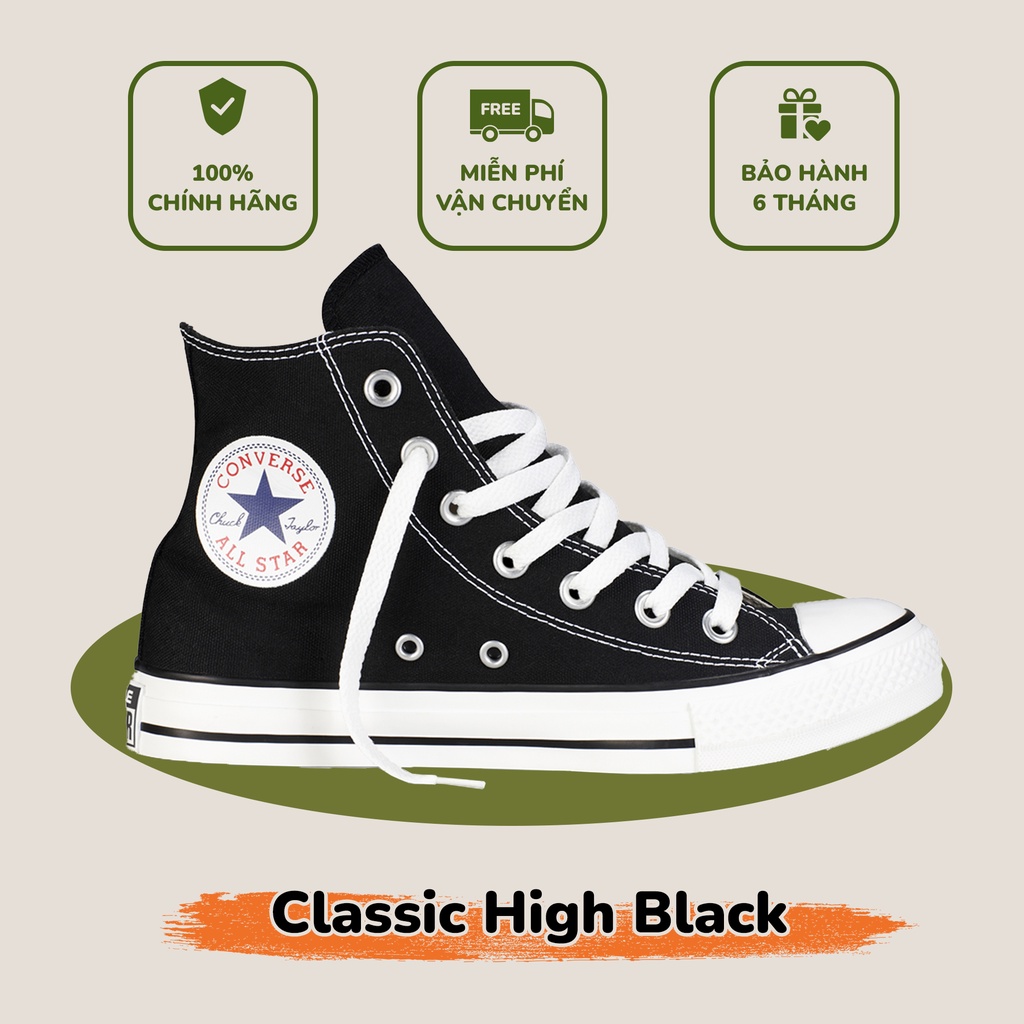 [ CHÍNH HÃNG ] giày sneaker CONVERSEE CHUCK CLASSIC HIGH BLACK WHITE CH