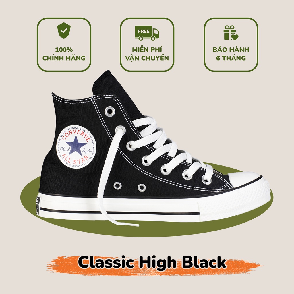 [ CHÍNH HÃNG ] giày sneaker CONVERSEE CHUCK CLASSIC BLACK WHITE cao cổ