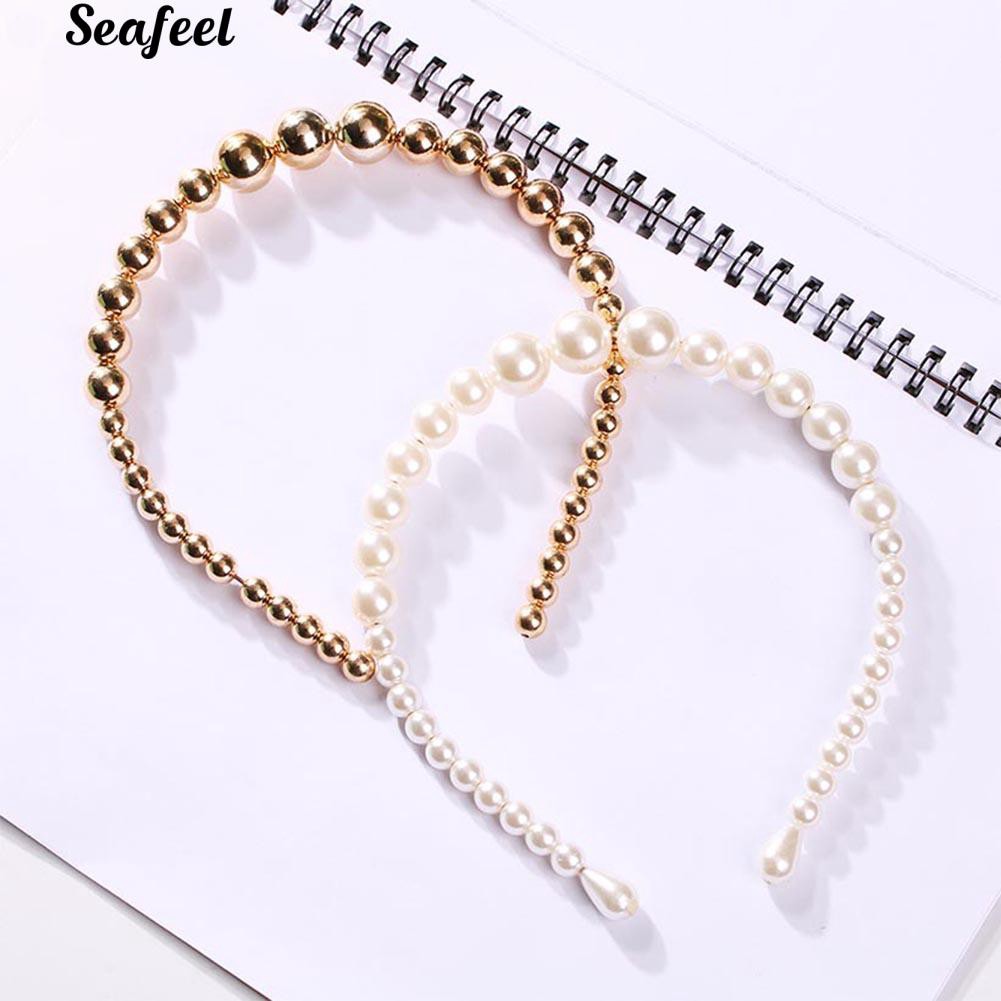 Băng đô cài tóc đính hạt ngọc trai giả cỡ 13x14.5cm thời trang cho nữ dự tiệc