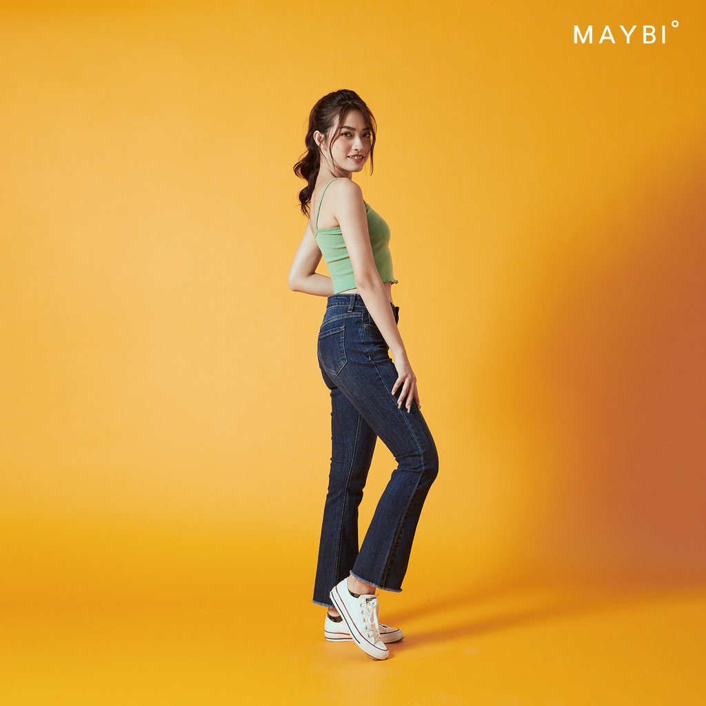 MAYBI - Quần boot cut jean xanh đậm