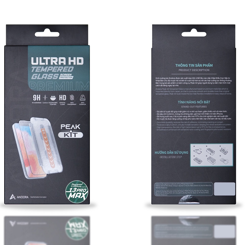 Kính cường lực Andora Peak-Kit Ultra HD cho iPhone 13 Series và iPhone 12 Series