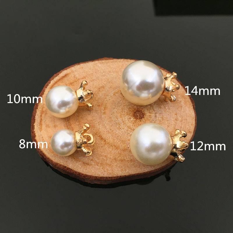 Hạt ngọc trai thuỷ tinh hợp kim đế hình vương miện, hình tròn, phụ kiện trang trí trang sức tiện dụng