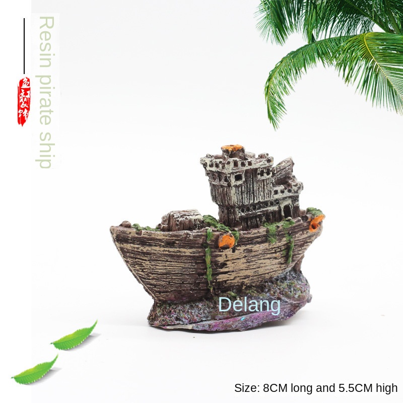 Tàu Hải Tặc mini Bằng Nhựa resin Trang Trí Bể Cá