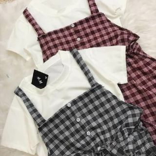 Set yếm caro siêu cute