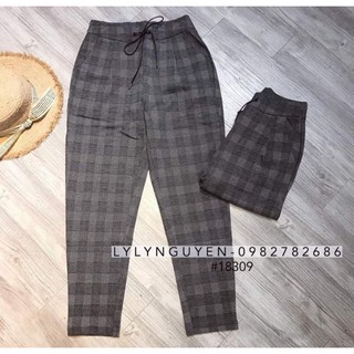 Quần baggi umi kẻ cạp chun giãn
