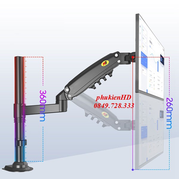Model 2021 Giá treo màn hình NB-H80 - tải trọng 9KG 17 - 27 inch