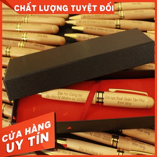 [KHẮC THEO YÊU CẦU] Bút gỗ HR5 bi xoay - Quà tặng GIÁ RẺ mà độc đáo