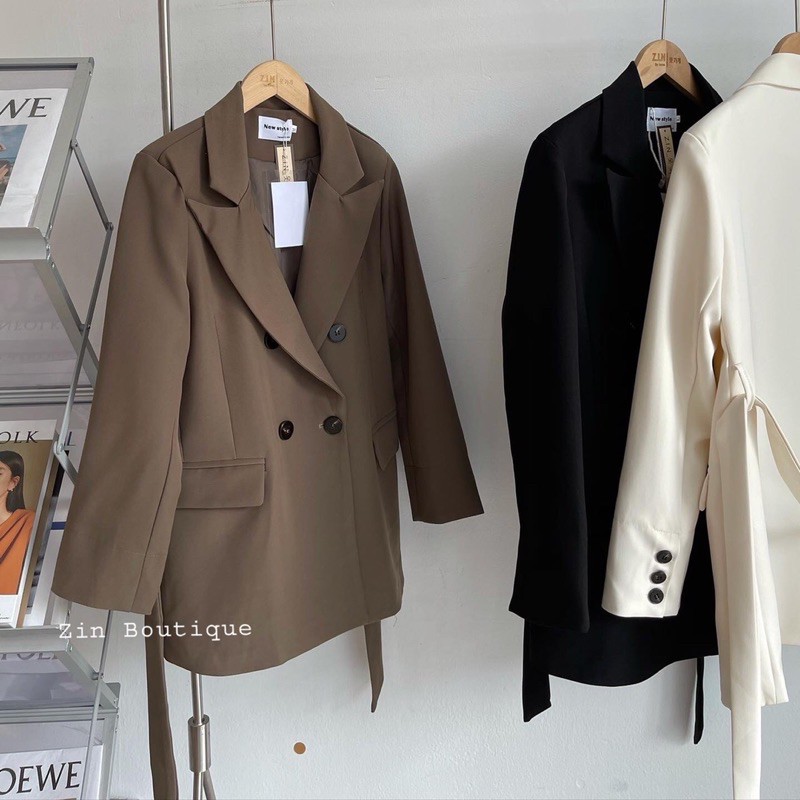 Áo blazer nữ tay dài kèm belt phomg cách Hàn Quốc