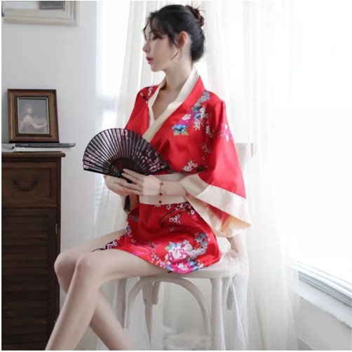Áo choàng ngủ kimono kèm lọt khe / Áo ngủ lụa sang chảnh phong cách Nhật Bản | BigBuy360 - bigbuy360.vn