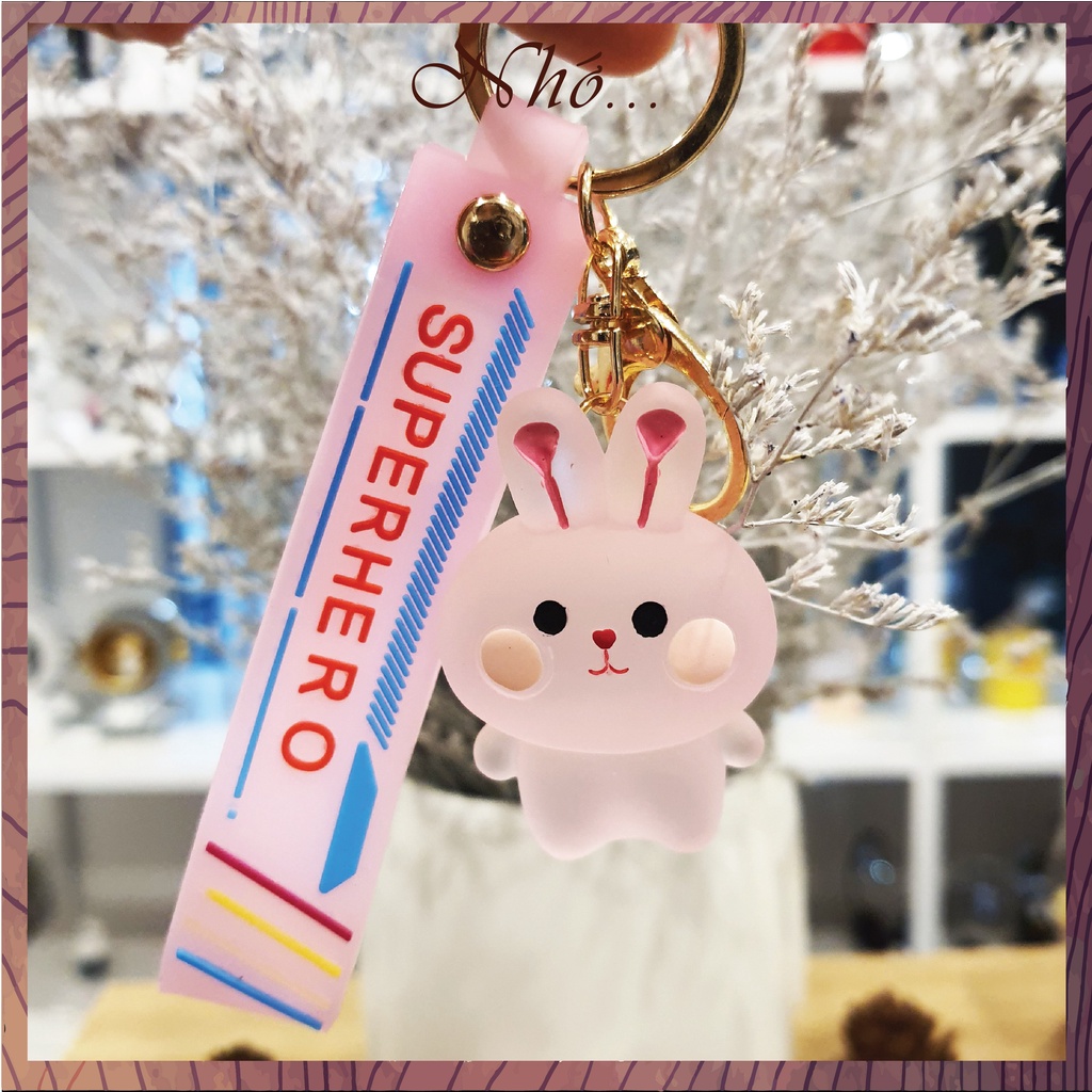 Móc Khóa Hình Con Vật Cute Ếch, Gà, Gấu, Thỏ Trong Suốt Kèm Dây Cao Su, Quà Tặng người yêu sinh nhật Nhớ Gift Shop