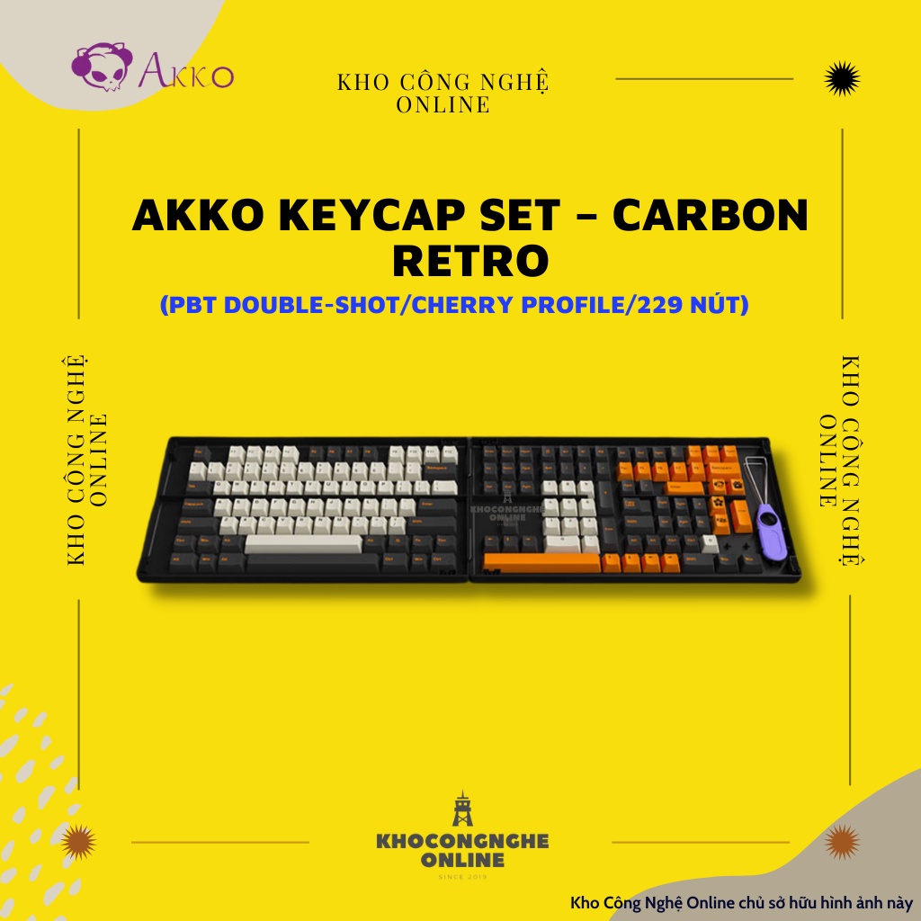 AKKO Keycap set – Carbon Retro (PBT Double-Shot/Cherry profile/229 nút)