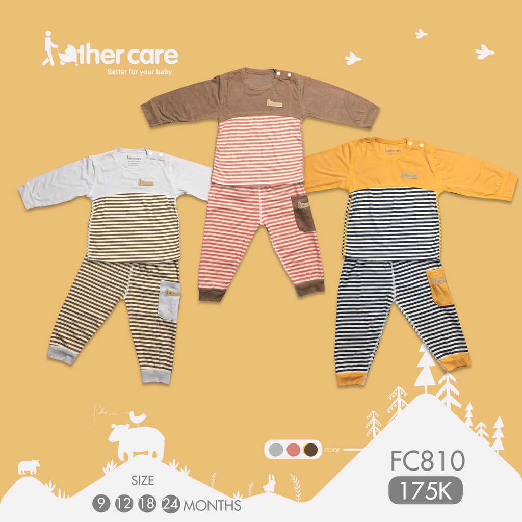 Bộ Quần áo FatherCare Cài vai DT - Kẻ phối túi FC810