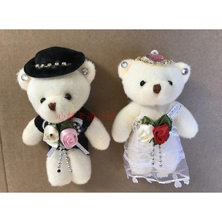 Gấu cặp cô dâu chú rể nhỏ 10 cm Mini bé [ hình chup thật phía sau ]