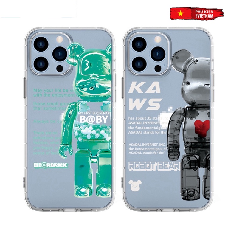 Ốp lưng iphone 6, 6s plus, 7 8 Plus, X, XS, XR, XSMAX, 11, 12, 13 PROMAX TRONG SUỐT BEARBRICK CỰC HOT PKVN