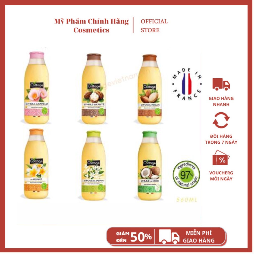 SỮA TẮM TRẮNG DA COTTAGE CHUẨN PHÁP 560ml