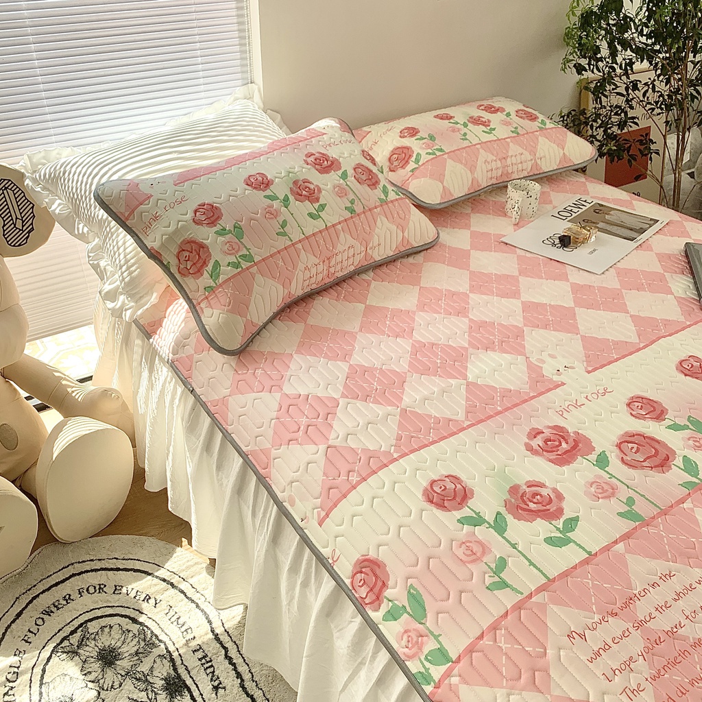 Chiếu điều hòa cao su non 9D M2T BEDDING Luxury vải lụa Tencel mềm mát - Mark Pink Rose