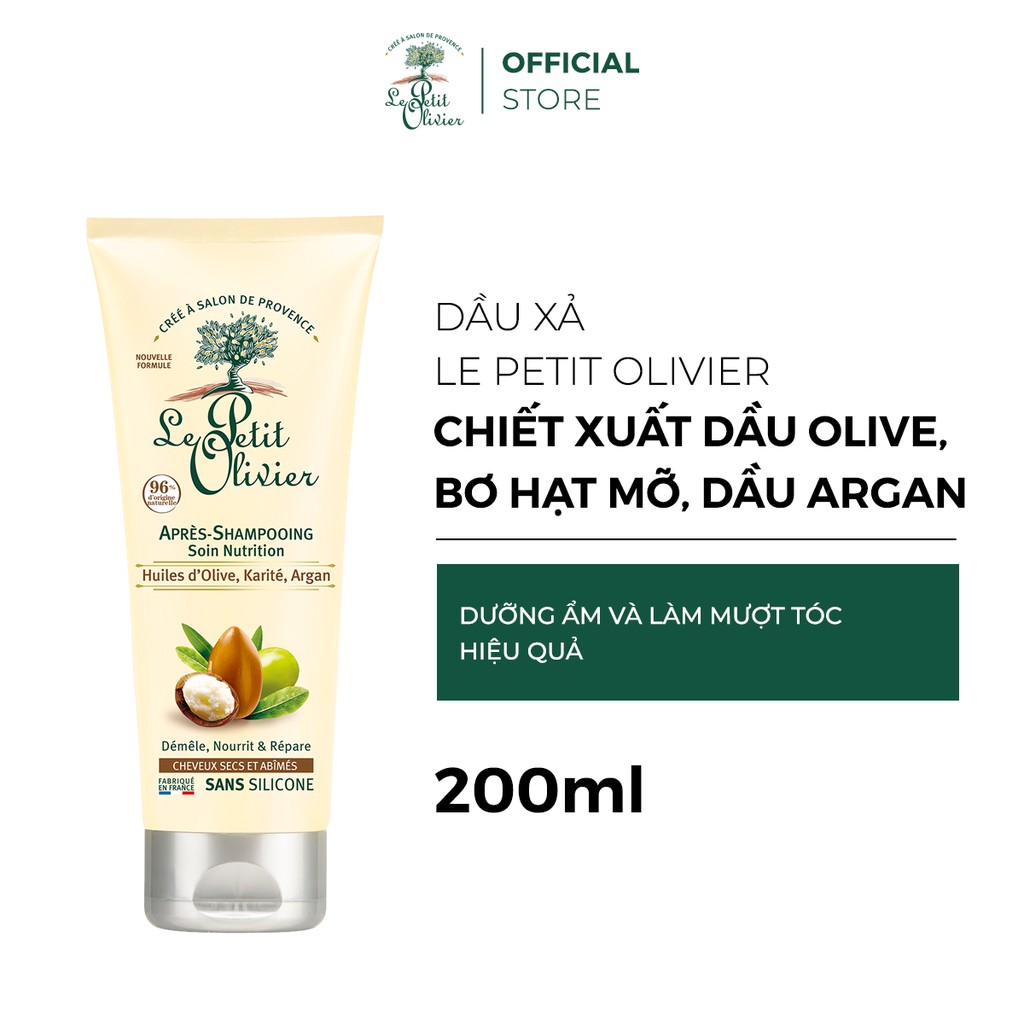 Dầu Xả Dành Cho Tóc LE PETIT OLIVỈER Chiết Xuất Dầu Olive, Bơ Hạt Mỡ, Dầu Argan - 200ml