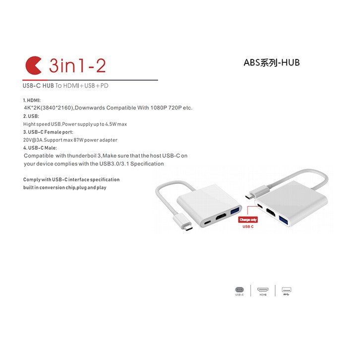 [Mã ELHACE giảm 4% đơn 300K] Cáp chuyển đổi USB Type-C Sang USB 3.0/HDMI-Type C - 1-3