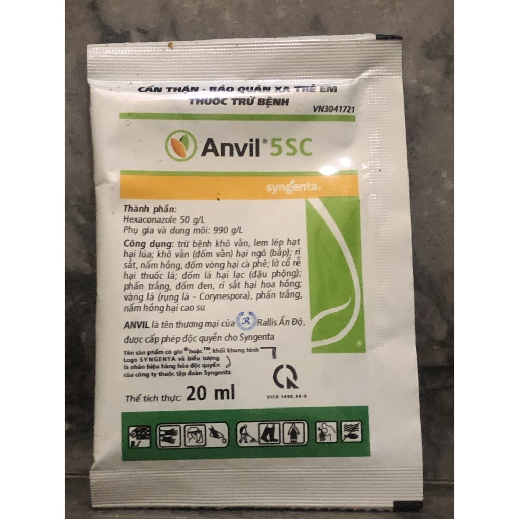 Anvil 5SC (gói 20ml) trị bệnh rỉ sắt, phấn trắng, vàng lá trên hoa hồng, hoa lan
