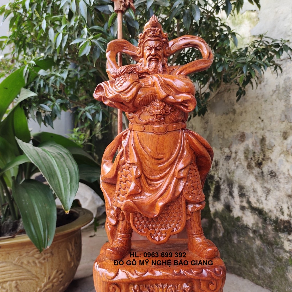 Tượng quan công quan vân trường gỗ hương cao 40cm