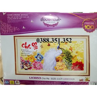 Tranh thêu chữ thập Cha Mẹ 100*50cm