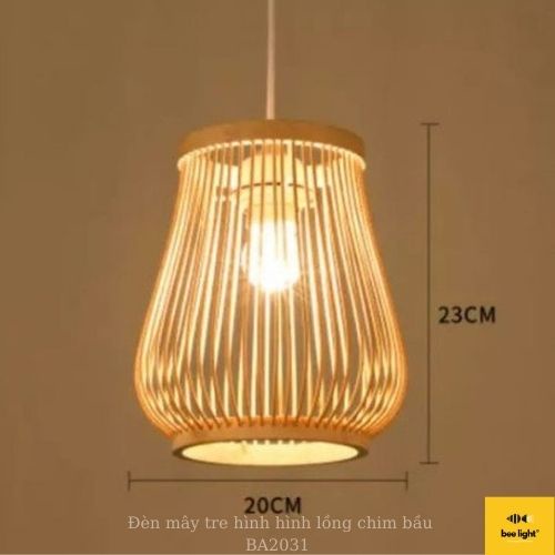 Đèn Mây Tre: Đèn lồng mây tre hình hình lồng chim bầu Bee LIght BA2031