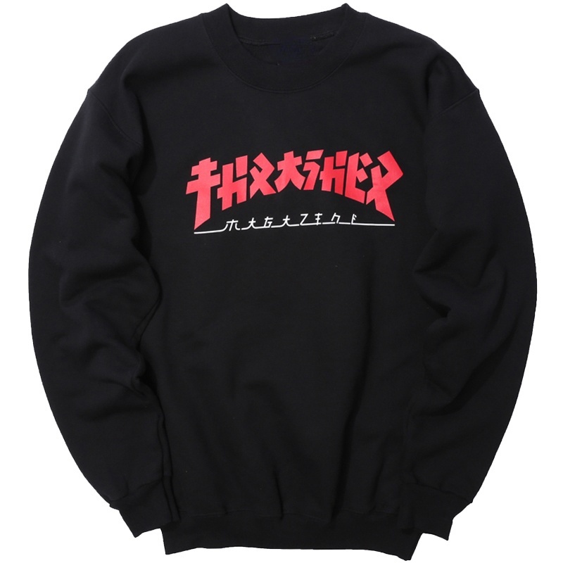 Áo sweater Cổ Tròn In LOGO Thrasher Godzilla Thời Trang Cho Nam Nữ