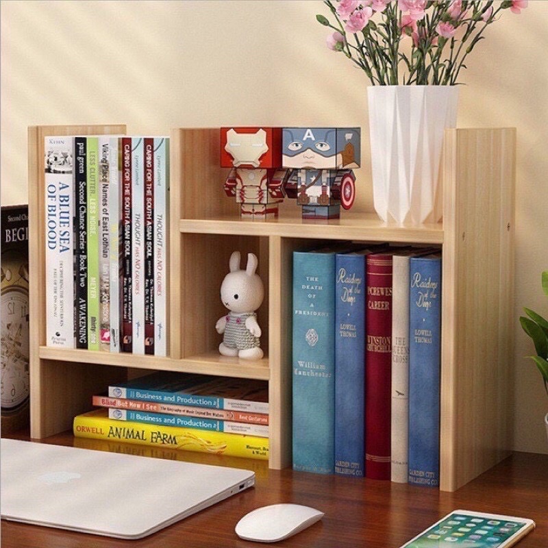 Kệ sách mini để bàn bằng gỗ, dễ dàng lắp ghép nhiều kiểu cách ❤️