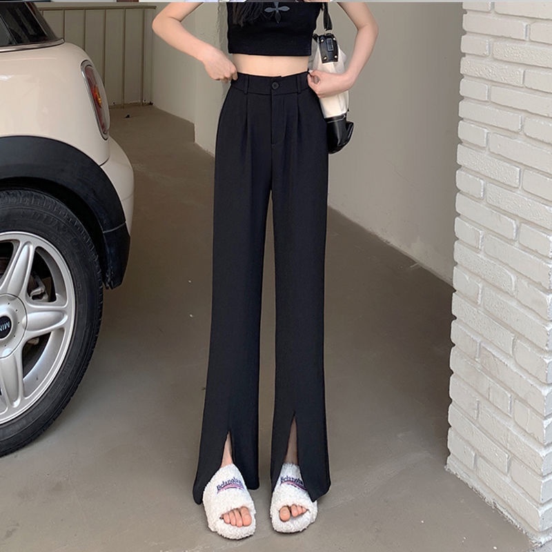 Quần Dài Lưng Cao Dáng Rộng Xẻ Tà Thời Trang Mùa Hè 2022 Phong Cách retro Mới